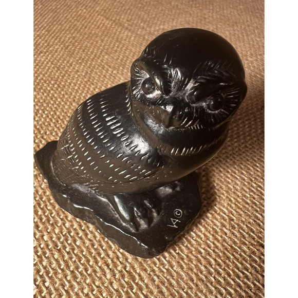 Owl Soap Stone Hand Carved in Canada-Vintage and Cute Excellent - Picture 7 of 9